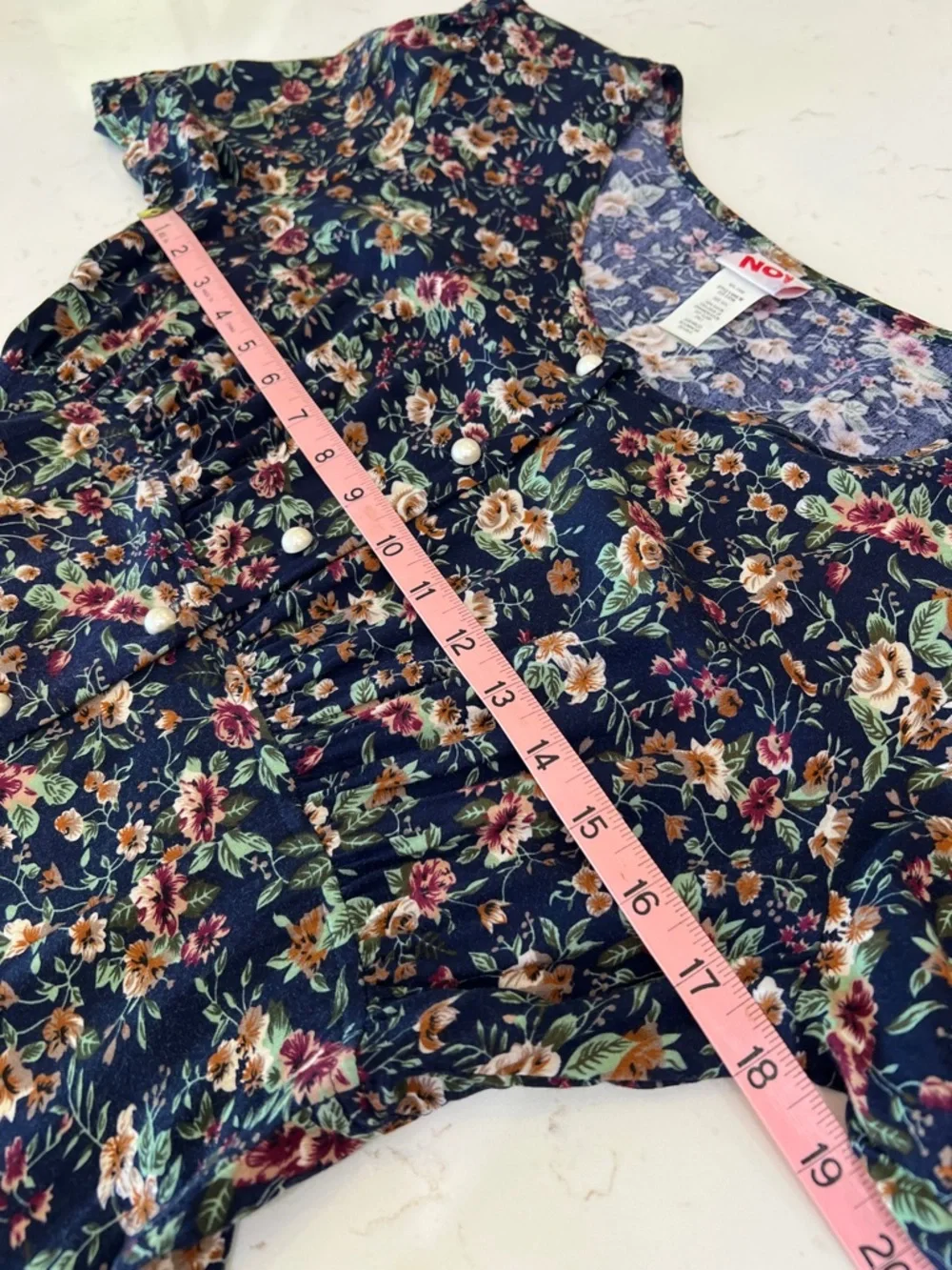 90s Floral Empire Waist Rayon Midi Dress Prairie Cottagecore No Boundaries - Picture 11 of 14